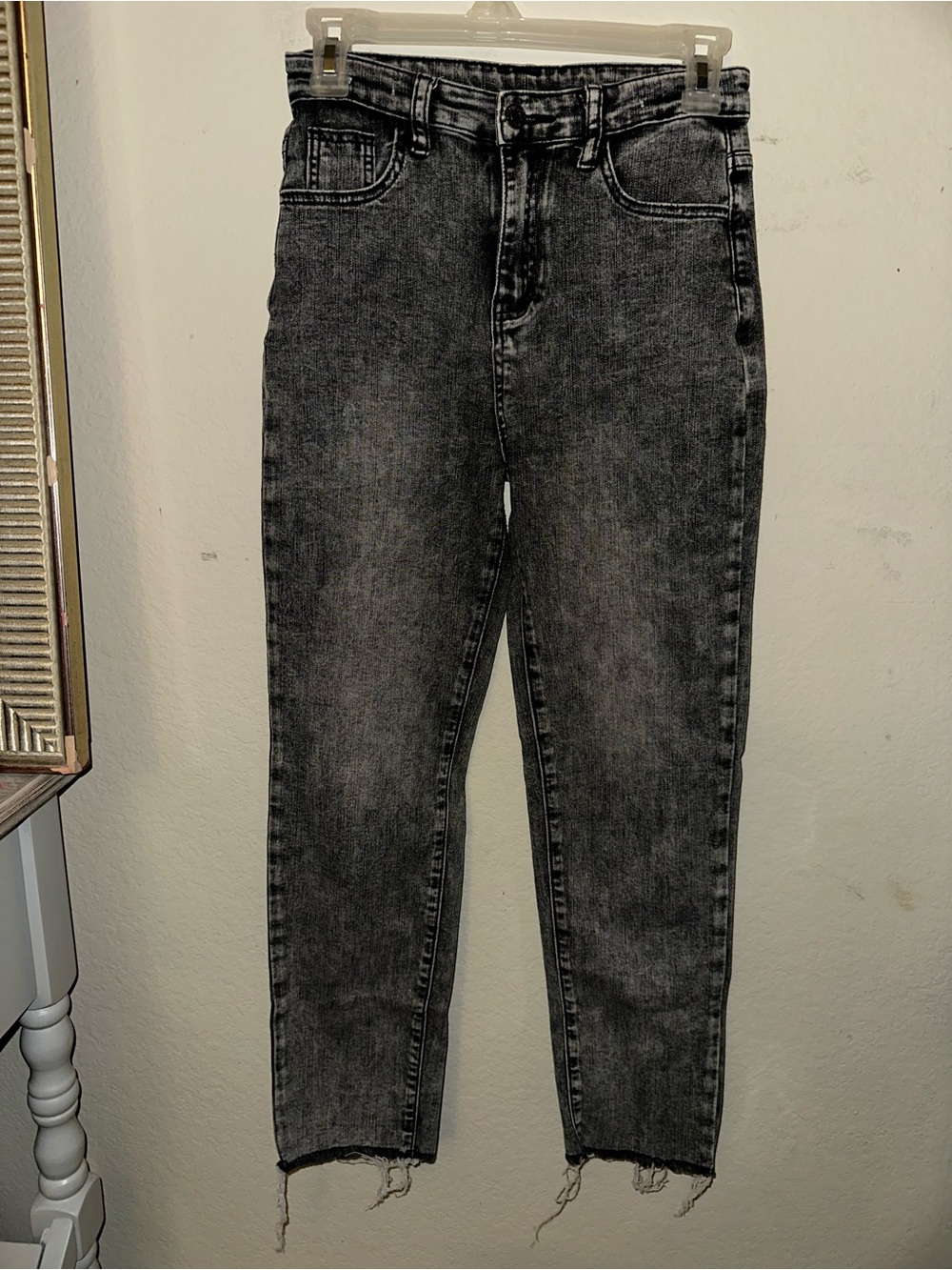 SHEIN black raw hem jeans size small